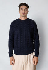Clean Cut Copenhagen AUGUST CABLE KNITTED JUMPER Strik Navy