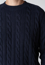 Clean Cut Copenhagen AUGUST CABLE KNITTED JUMPER Strik Navy