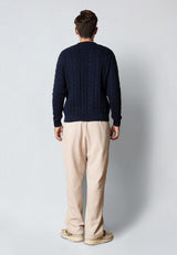Clean Cut Copenhagen AUGUST CABLE KNITTED JUMPER Strik Navy