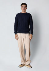 Clean Cut Copenhagen AUGUST CABLE KNITTED JUMPER Strik Navy