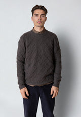 Clean Cut Copenhagen AVERY CABLE KNITTED SWEATER Strik Taube brown melange