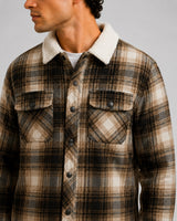 Fat Moose Adrian pile overshirt Overshirts Ecru/Dark navy