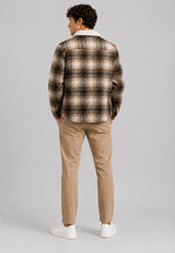 Fat Moose Adrian pile overshirt Overshirts Ecru/Dark navy