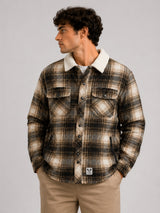Fat Moose Adrian pile overshirt Overshirts Ecru/Dark navy