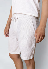 Clean Cut Copenhagen BARCELONA LINEN STRIPED SHORTS Shorts White/Shitake