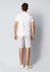 Clean Cut Copenhagen BARCELONA LINEN STRIPED SHORTS Shorts White/Shitake