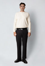 Clean Cut Copenhagen CAL 'GRANDAD' T-SHIRT T-shirts L/S Ecru Melange