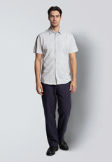 Clean Cut Copenhagen CLEAN FORMAL AOP S/S SHIRT Skjorte S/S Ecru/Light Blue