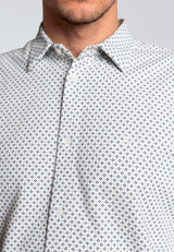 Clean Cut Copenhagen CLEAN FORMAL AOP S/S SHIRT Skjorte S/S Ecru/Light Blue