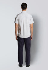Clean Cut Copenhagen CLEAN FORMAL AOP S/S SHIRT Skjorte S/S Ecru/Light Blue