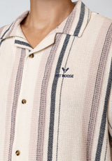 Fat Moose COSTA S/S SHIRT Skjorte S/S Ecru/violet ice striped