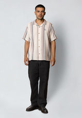 Fat Moose COSTA S/S SHIRT Skjorte S/S Ecru/violet ice striped