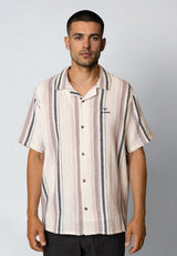 Fat Moose COSTA S/S SHIRT Skjorte S/S Ecru/violet ice striped