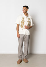 Clean Cut Copenhagen Calton embroidery shirt Skjorte S/S Ecru