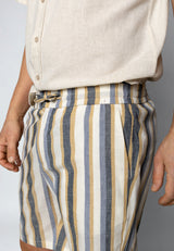 Clean Cut Copenhagen ELI LINEN SHORTS Shorts Ecru/Blue striped