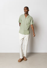 Clean Cut Copenhagen Giles cotton/linen shirt Skjorte S/S Green Melange