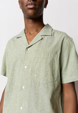Clean Cut Copenhagen Giles cotton/linen shirt Skjorte S/S Green Melange