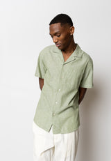 Clean Cut Copenhagen Giles cotton/linen shirt Skjorte S/S Green Melange