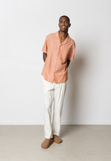 Clean Cut Copenhagen Giles cotton/linen shirt Skjorte S/S Orange Melange