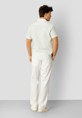 Clean Cut Copenhagen Giles cotton/linen shirt Skjorte S/S Minty/Ecru