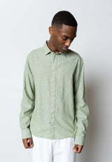 Clean Cut Copenhagen Jamie cotton/linen shirt Skjorte L/S Green Melange