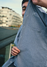 Clean Cut Copenhagen Julius seersucker S/S shirt Skjorte S/S Blue striped