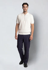 Clean Cut Copenhagen KARL KNITTED ZIP POLO Polos Ecru