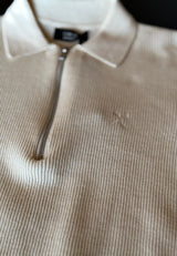 Clean Cut Copenhagen KARL KNITTED ZIP POLO Polos Ecru