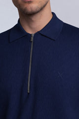 Clean Cut Copenhagen KARL KNITTED ZIP POLO Polos Navy