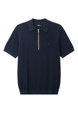 Clean Cut Copenhagen KARL KNITTED ZIP POLO Polos Navy