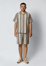 Fat Moose LEO SHORTS Shorts Dusty Green/Off White striped
