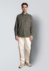 Clean Cut Copenhagen LUCA COTTON/LINEN SHIRT Skjorte L/S Army