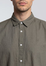 Clean Cut Copenhagen LUCA COTTON/LINEN SHIRT Skjorte L/S Army