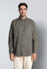 Clean Cut Copenhagen LUCA COTTON/LINEN SHIRT Skjorte L/S Army