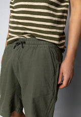 Clean Cut Copenhagen LUCA COTTON/LINEN SHORTS Shorts Army