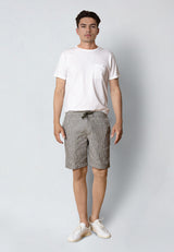 Clean Cut Copenhagen LUCA COTTON/LINEN STRIPED SHORTS Shorts Army/white