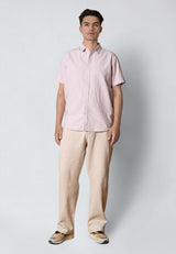 Clean Cut Copenhagen LUCA COTTON/LINEN STRIPED S/S SHIRT Skjorte S/S Violet ice/White