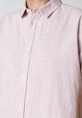 Clean Cut Copenhagen LUCA COTTON/LINEN STRIPED S/S SHIRT Skjorte S/S Violet ice/White