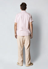 Clean Cut Copenhagen LUCA COTTON/LINEN STRIPED S/S SHIRT Skjorte S/S Violet ice/White