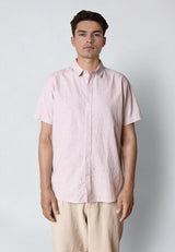 Clean Cut Copenhagen LUCA COTTON/LINEN STRIPED S/S SHIRT Skjorte S/S Violet ice/White