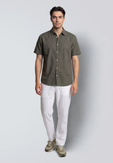 Clean Cut Copenhagen LUCA COTTON/LINEN S/S SHIRT Skjorte S/S Army