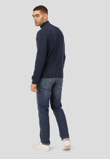 Clean Cut Copenhagen MARIO 1/2 ZIP KNITTED JUMPER Strik Navy