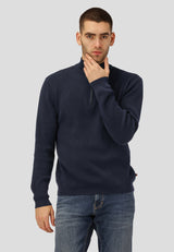 Clean Cut Copenhagen MARIO 1/2 ZIP KNITTED JUMPER Strik Navy