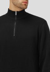 Clean Cut Copenhagen MARIO 1/2 ZIP KNITTED JUMPER Strik Sort