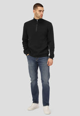 Clean Cut Copenhagen MARIO 1/2 ZIP KNITTED JUMPER Strik Sort