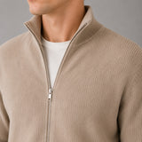 Clean Cut Copenhagen MARIO KNITTED ZIP CARDIGAN Strik Brindle beige