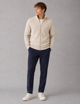 Clean Cut Copenhagen MARIO KNITTED ZIP CARDIGAN Strik Ecru Melange