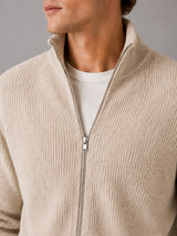 Clean Cut Copenhagen MARIO KNITTED ZIP CARDIGAN Strik Ecru Melange
