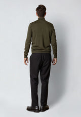 Clean Cut Copenhagen MERINO 1/2 ZIP JUMPER Strik Army Melange