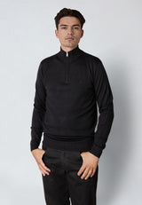 Clean Cut Copenhagen MERINO 1/2 ZIP JUMPER Strik Sort